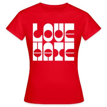 Amour et haine du design - T-shirt Femme - rouge - Devant - AI Model Female 172 dark (172cm)