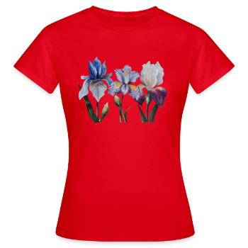 Iris Blumen - Frauen T-Shirt - Rot - Vorne - AI Model Female 172 dark (172cm)