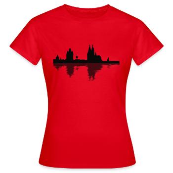 L’horizon de Cologne avec réflexion - T-shirt Femme - rouge - Devant - AI Model Female 172 dark (172cm)