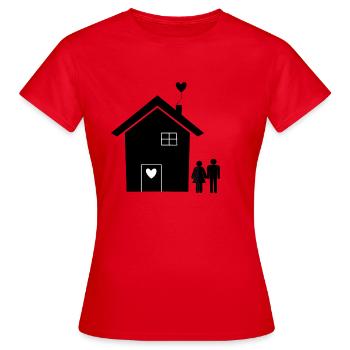 Umzug Hausbau Partnerschaft Hausumbau - Frauen T-Shirt - Rot - Vorne - AI Model Female 172 dark (172cm)