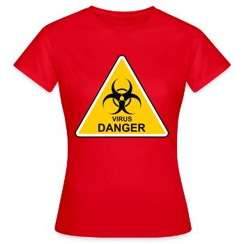 Warning virus - Women's T-Shirt - red - Front - AI Model Female 172 dark (172cm)
