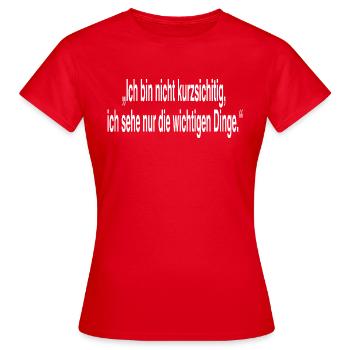 Kurzsichtig Funny - Frauen T-Shirt - Rot - Vorne - AI Model Female 172 dark (172cm)