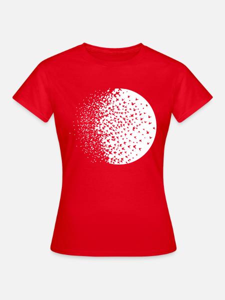 Zwarte vogels die over de zon vliegen - Vrouwen T-shirt - rood
