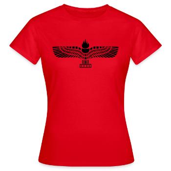 Aramäische Flagge Schwarz - Frauen T-Shirt - Rot - Vorne - AI Model Female 172 dark (172cm)