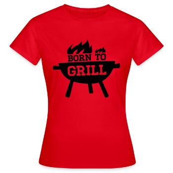 Né à Grill - Né le 2 Grill - Grill shirt - T-shirt Femme - rouge - Devant - AI Model Female 172 dark (172cm)