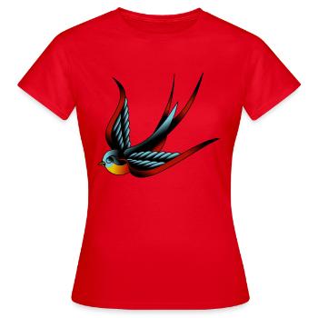 Schwalbe - Frauen T-Shirt - Rot - Vorne - AI Model Female 172 dark (172cm)