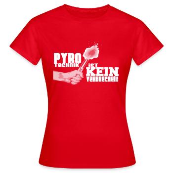Pyrotechnik Ist Kein Verbrechen - Frauen T-Shirt - Rot - Vorne - AI Model Female 172 dark (172cm)