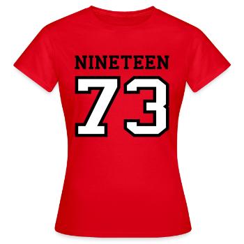 1973 - Women's T-Shirt - red - Front - AI Model Female 172 dark (172cm)
