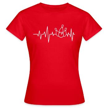 Bowling Heartbeat - Bowler Bowling Lover Gift - Women's T-Shirt - red - Front - AI Model Female 172 dark (172cm)