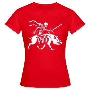 Squelette chevauchant le design du sanglier - T-shirt Femme - rouge - Devant - AI Model Female 172 dark (172cm)
