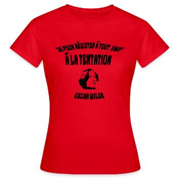 tentation - T-shirt Femme - rouge - Devant - AI Model Female 172 dark (172cm)