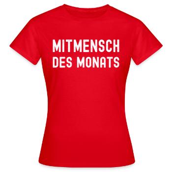 Mitmensch des Monats - Auszeichnung Lustig - Frauen T-Shirt - Rot - Vorne - AI Model Female 172 dark (172cm)