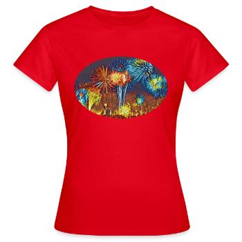 Silvester - Frauen T-Shirt - Rot - Vorne - AI Model Female 172 dark (172cm)