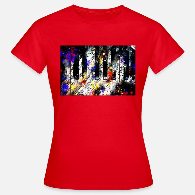 Piano keys and music sheet pattern wsstd - Women's T-Shirt - red