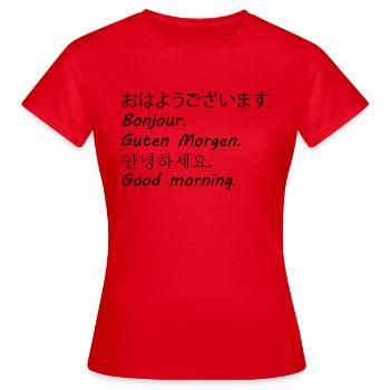 Bonjour - T-shirt Femme - rouge - Devant - AI Model Female 172 dark (172cm)