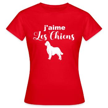 j aime les chiens - T-shirt Femme - rouge - Devant - AI Model Female 172 dark (172cm)