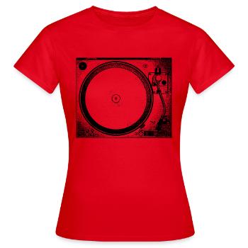 TECHNO Tee - Platines vinyles - T-shirt Femme - rouge - Devant - AI Model Female 172 dark (172cm)