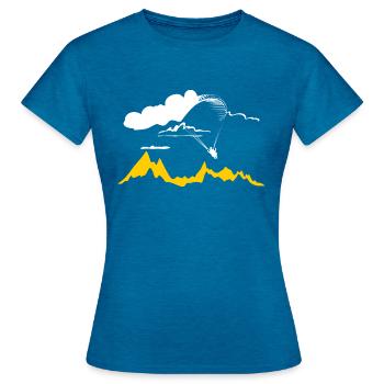 Libert'All Paragliding and Cloud - Women's T-Shirt - antique blue sapphire heather - Front - AI Model Female 172 dark (172cm)