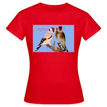 Stieglitze - Frauen T-Shirt - Rot - Vorne - AI Model Female 172 dark (172cm)