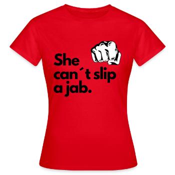 She cant slip a jab - Frauen T-Shirt - Rot - Vorne - AI Model Female 172 dark (172cm)