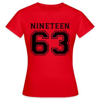 1963 - Women's T-Shirt - red - Front - AI Model Female 172 dark (172cm)