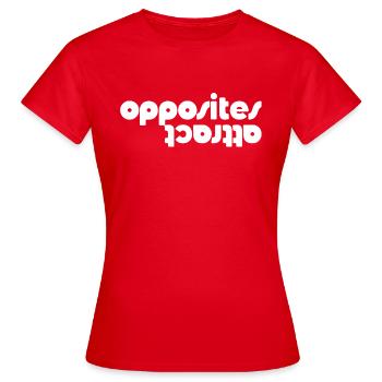 Les contraires s’attirent - T-shirt Femme - rouge - Devant - AI Model Female 172 dark (172cm)