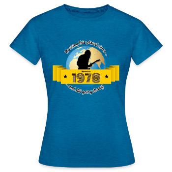 45ème anniversaire Bercer cette planète depuis 11/1978 - T-shirt Femme - bleu saphir antique chiné - Devant - AI Model Female 172 dark (172cm)