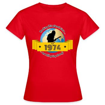 50e anniversaire Faire vibrer cette planète depuis 04/1974 - T-shirt Femme - rouge - Devant - AI Model Female 172 dark (172cm)
