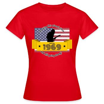 55. Anniversaire Rocker cette planète depuis 09/1969 - T-shirt Femme - rouge - Devant - AI Model Female 172 dark (172cm)