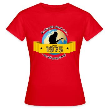 50ème Anniversaire Secouant cette planète depuis 01/1975 - T-shirt Femme - rouge - Devant - AI Model Female 172 dark (172cm)