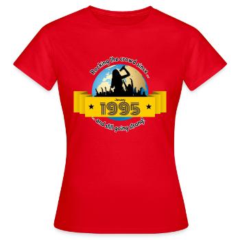 30. Anniversaire Secouant la foule depuis 01/1995 - T-shirt Femme - rouge - Devant - AI Model Female 172 dark (172cm)