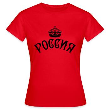 RUSSIA РОССИЯ Krone Crown - Frauen T-Shirt - Rot - Vorne - AI Model Female 172 dark (172cm)