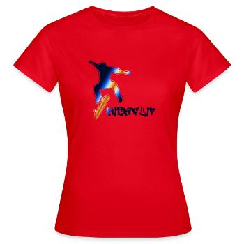 Skateboarder, kickflip sur une planche à roulettes - T-shirt Femme - rouge - Devant - AI Model Female 172 dark (172cm)