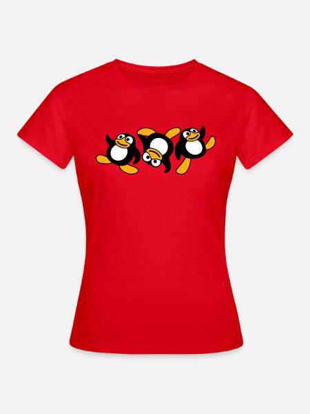 Trois pingouins breakdance Danse Fête Musique amusante - T-shirt Femme - rouge