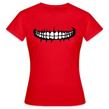 zaehne mund grinsen horror halloween gruselig boes - Frauen T-Shirt - Rot - Vorne - AI Model Female 172 dark (172cm)