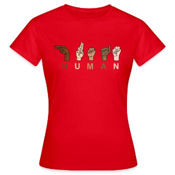 HUMAIN - RESPECT À main levée - T-shirt Femme - rouge - Devant - AI Model Female 172 dark (172cm)
