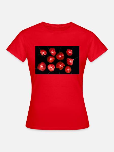 Mohn Blume Black Red - Frauen T-Shirt - Rot