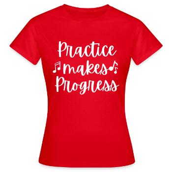 la pratique fait progresser la conception - T-shirt Femme - rouge - Devant - AI Model Female 172 dark (172cm)