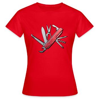 Le design du couteau de poche - T-shirt Femme - rouge - Devant - AI Model Female 172 dark (172cm)