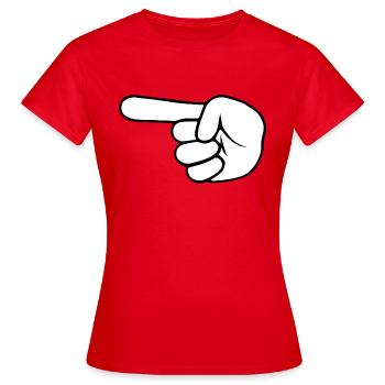 Doigt de la main gauche | Noir / Blanc - T-shirt Femme - rouge - Devant - AI Model Female 172 dark (172cm)
