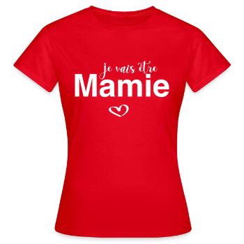 je vais être Mamie - T-shirt Femme - rouge - Devant - AI Model Female 172 dark (172cm)