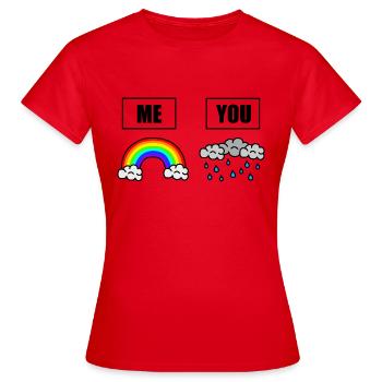 Welt voller Regenwolken - sei der Regenbogen - Frauen T-Shirt - Rot - Vorne - AI Model Female 172 dark (172cm)