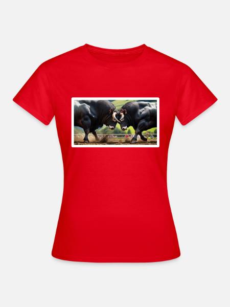 Eringer Stiere Dominanzverhalten - Frauen T-Shirt - Rot