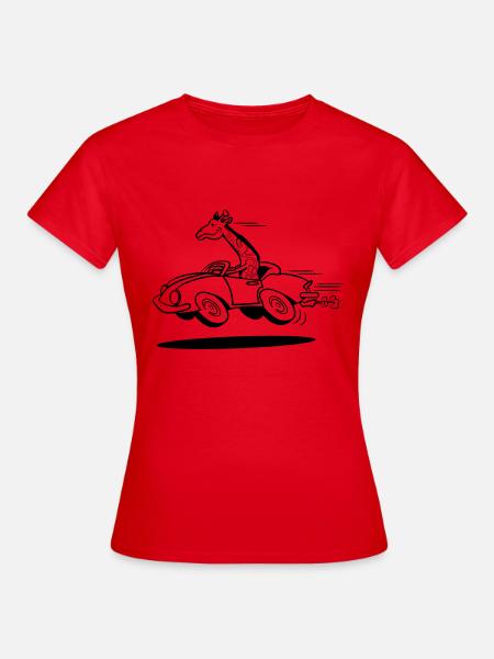 Giraffe witzig auto fahren rasen 1c - Frauen T-Shirt - Rot