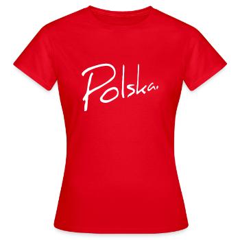Polska Lettrage - Polen - Pologne - polnisch - T-shirt Femme - rouge - Devant - AI Model Female 172 dark (172cm)
