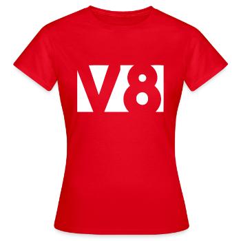 V8 - T-shirt Femme - rouge - Devant - AI Model Female 172 dark (172cm)