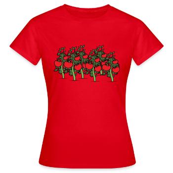 Tomatoes on the bush. Gift - Women's T-Shirt - red - Front - AI Model Female 172 dark (172cm)