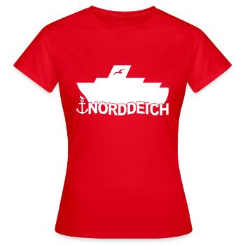 Ferry Norddeich Logo - T-shirt Femme - rouge - Devant - AI Model Female 172 dark (172cm)