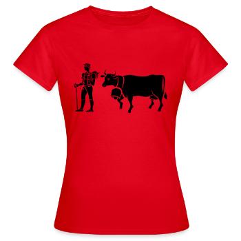 Alpaufzug scherenschnitt - Frauen T-Shirt - Rot - Vorne - AI Model Female 172 dark (172cm)