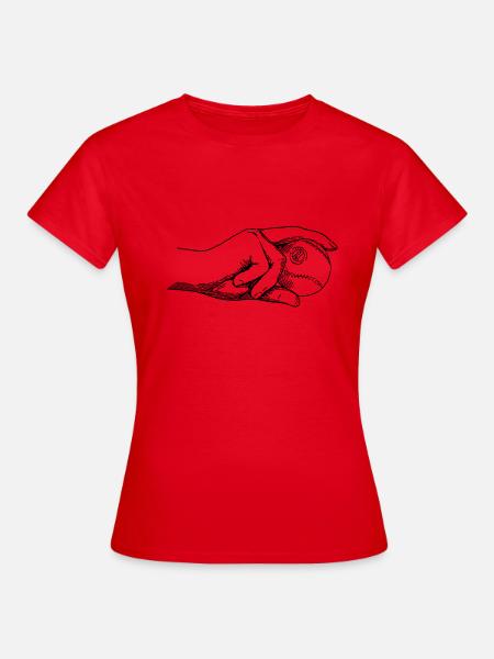 Hand mit Baseball - Frauen T-Shirt - Rot